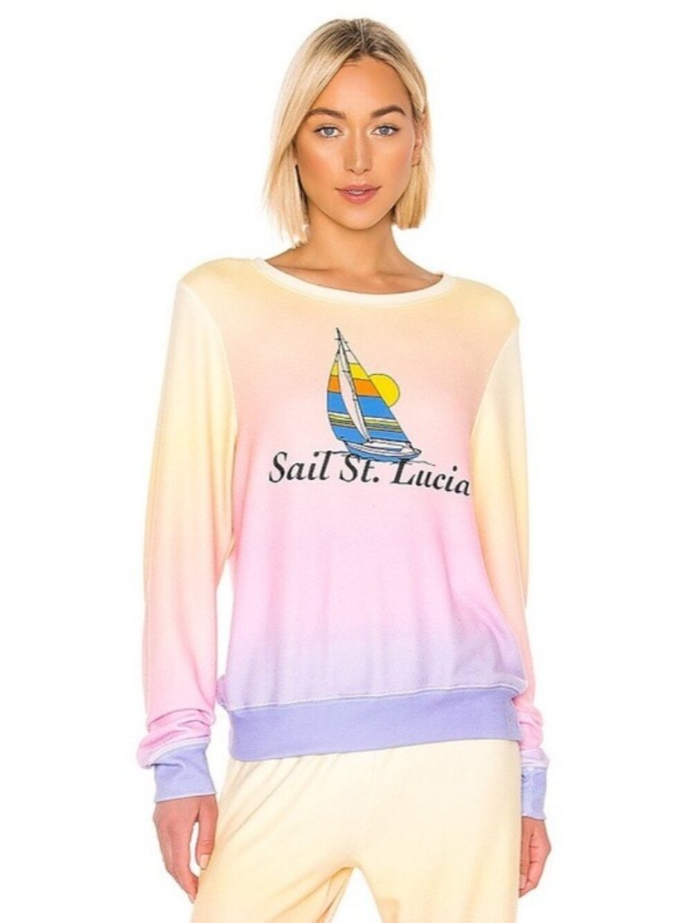 NWT Wildfox Sail St Lucia Baggy Beach Pullover Jumper S Pastel Fleece Ombre